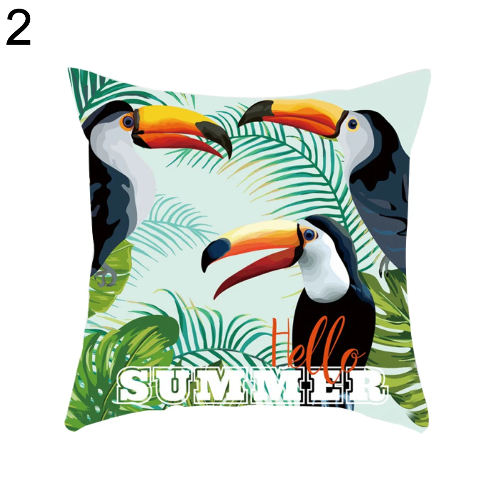 Hot Cushion Cover Lovely Toucan Leaves Square Throw Pillow Case Home Sofa Cafe Decor | Дом и сад