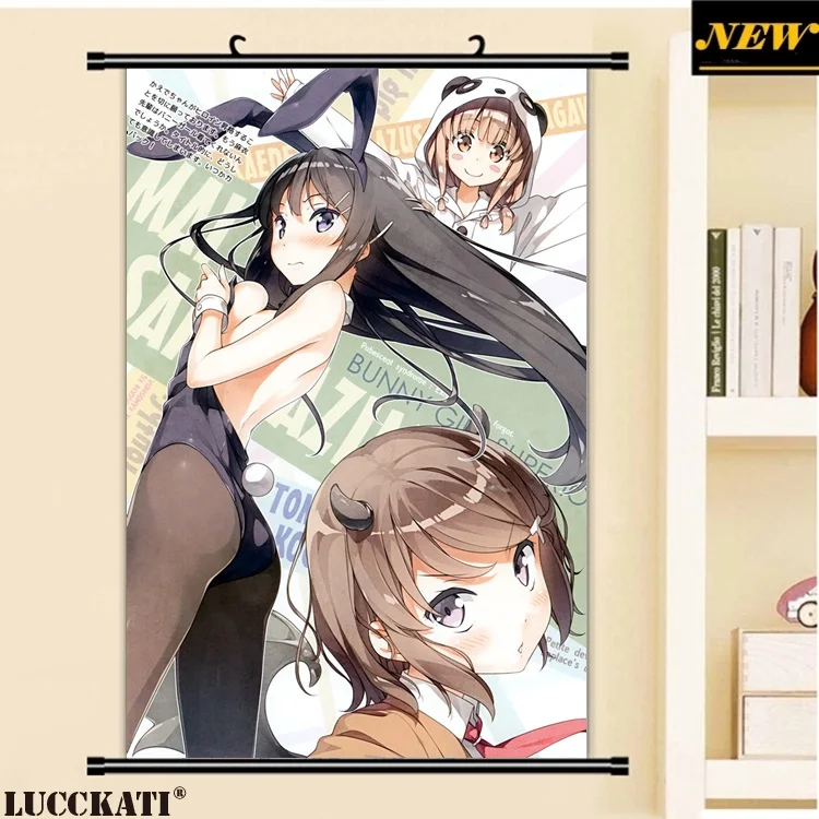 40X60 см, серия Seishun Buta Yarou, животные, заячьи уши, каплей лоли, мультфильм, аниме, Настенная картина, плакат, прокрутка, Картина на холсте