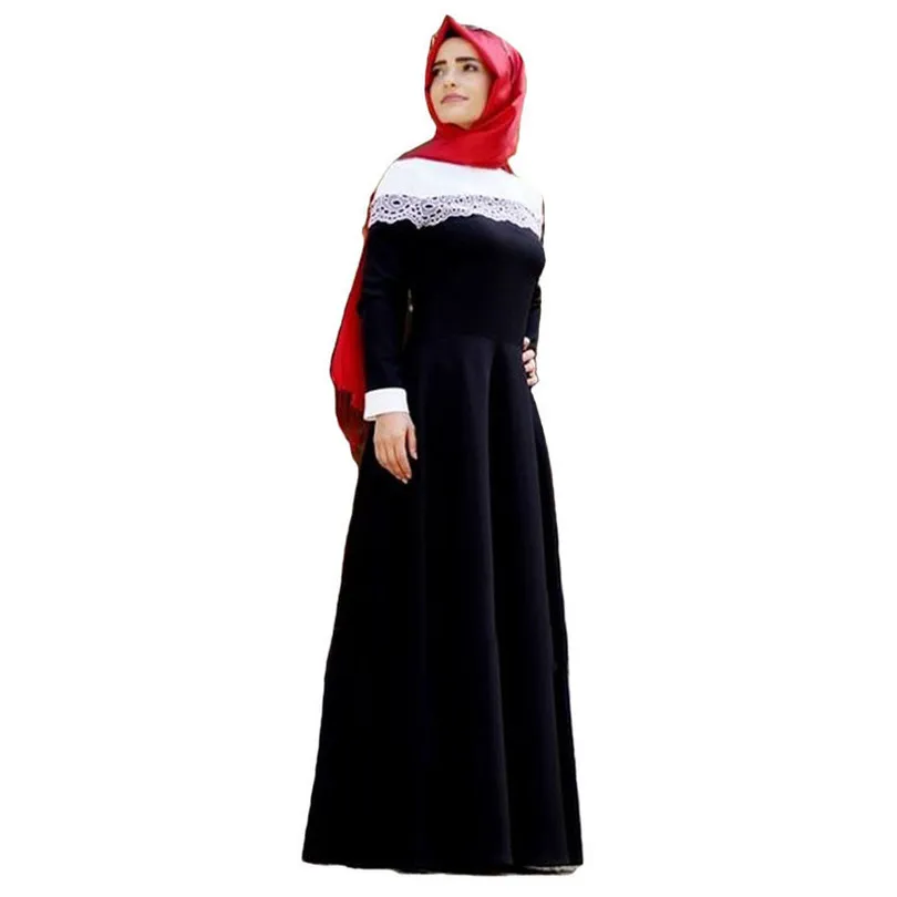 Модное турецкое мусульманское женское платье абайя исламское с длинным рукавом