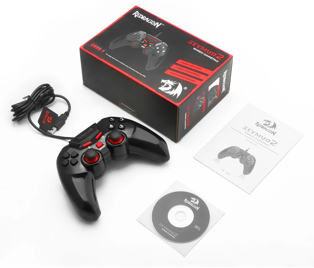 Redragon SEYMUR2 G806-1 12 кнопочный проводной геймпад для Xbox 360 nintendo Switch Playstation PC PS2 PS3 контроллер Джойстик триггер