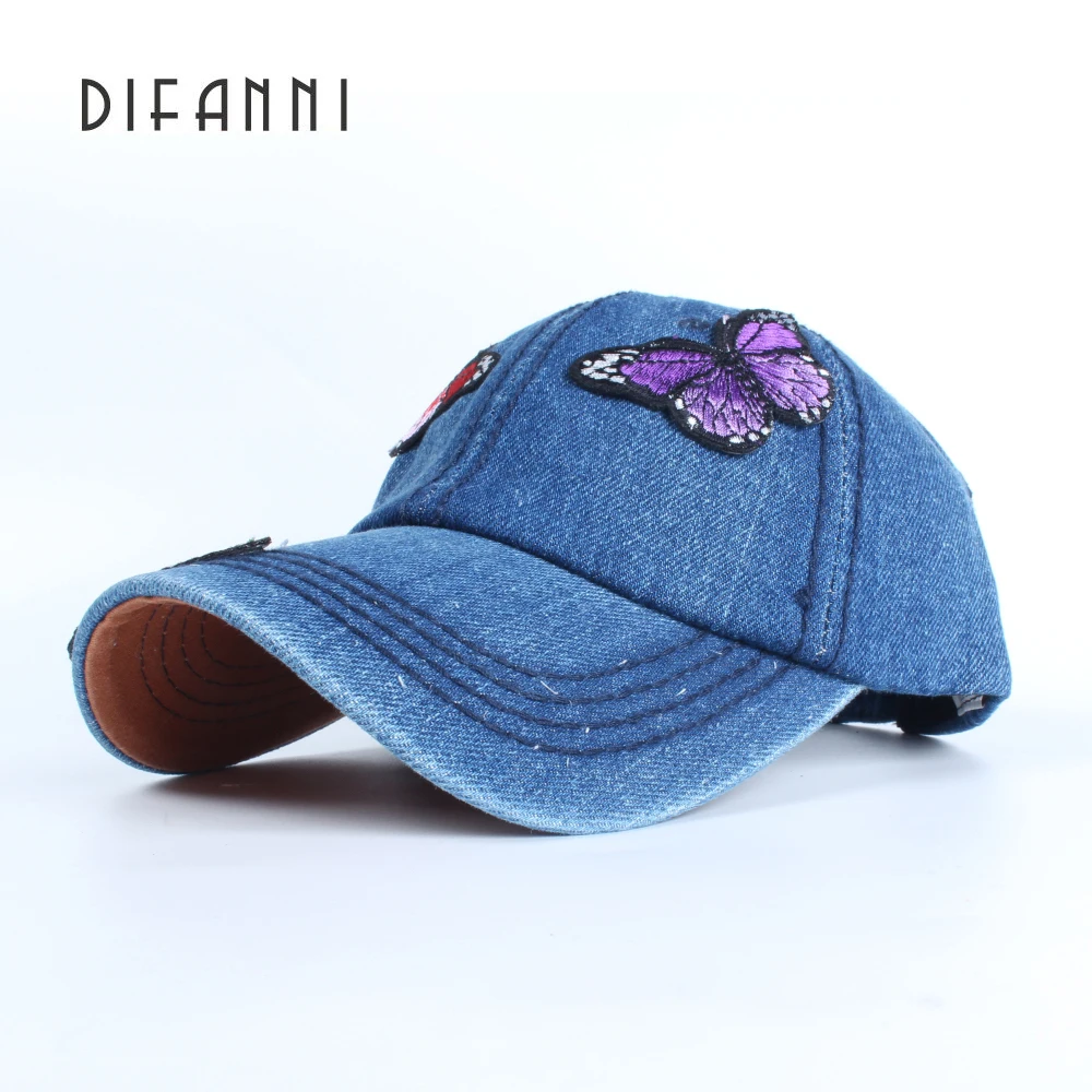 Новинка модные стикеры в виде бабочек шапки Sanpback для женщин облегающие потертые