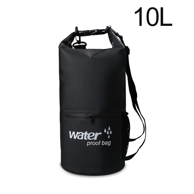 Black 10L ПВХ 5L 10L 20L Открытый водонепроницаемый мешок сухой мешок плавательный мешок хранения для путешествий рафтинг гребли Каякинг Каноэ - Цвет: Black 10L