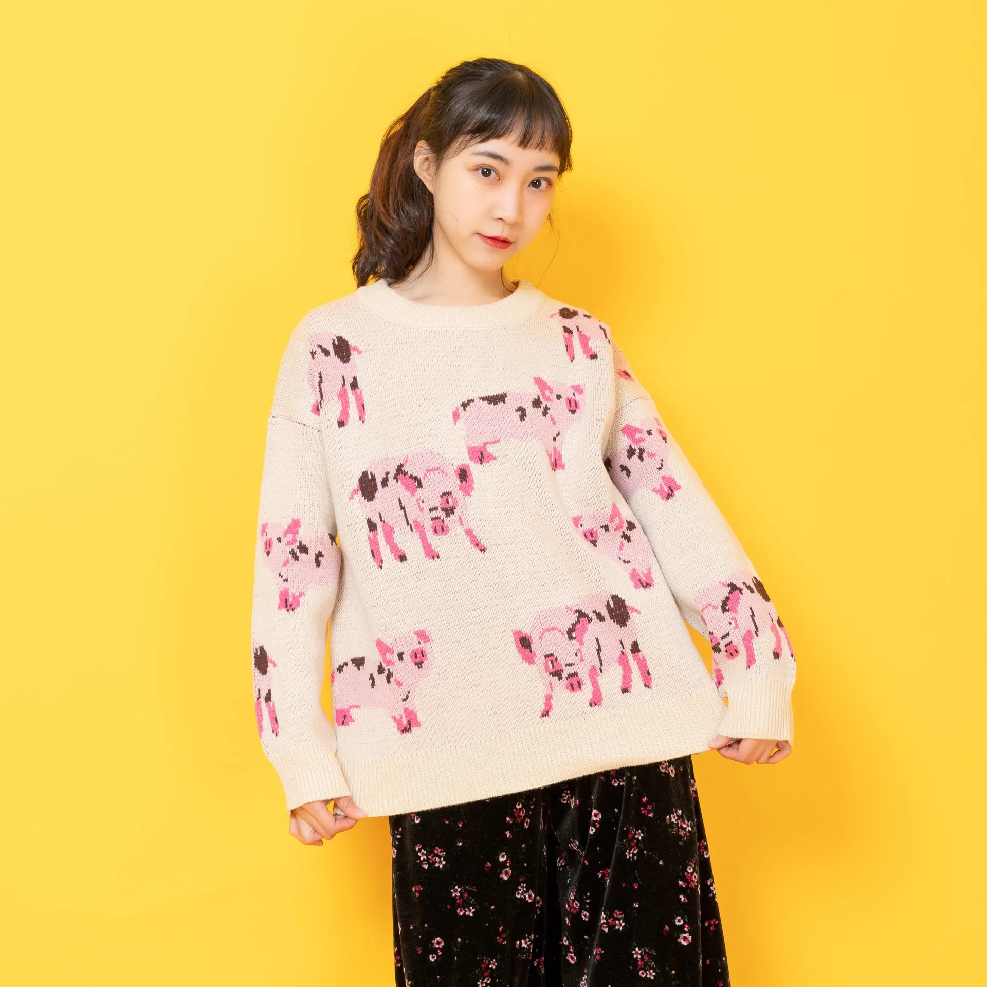 2019 New Winter Women Sweaters Fashion O-neck Long Sleeve Pullovers Loose Knitted Female Jumper Tops | Женская одежда