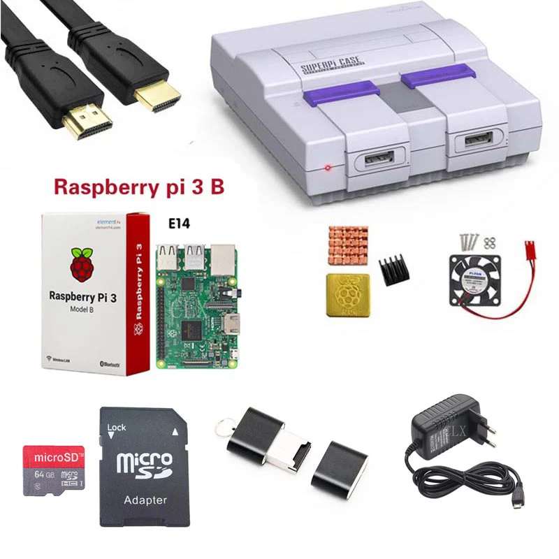 Чехол Retroflag SUPERPi Чехол-U NESPi чехол + Raspberry Pi 3 Model B/B комплекты 5 V 3A Power теплоотвод