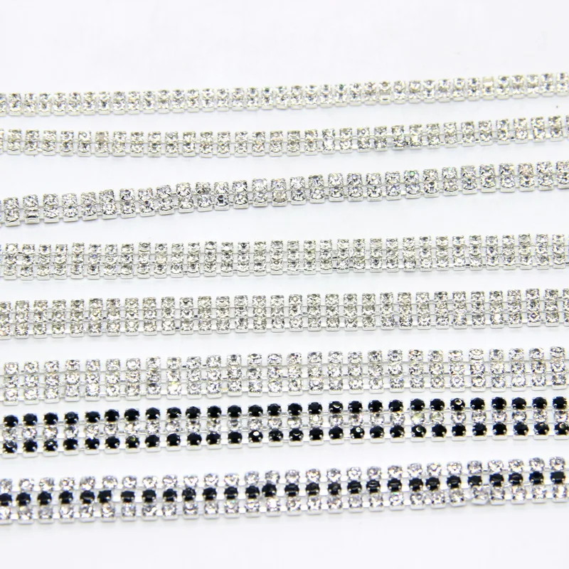 Хрустальные стразы отделка прозрачная цепочка Серебряная лента для торта 1 ярд