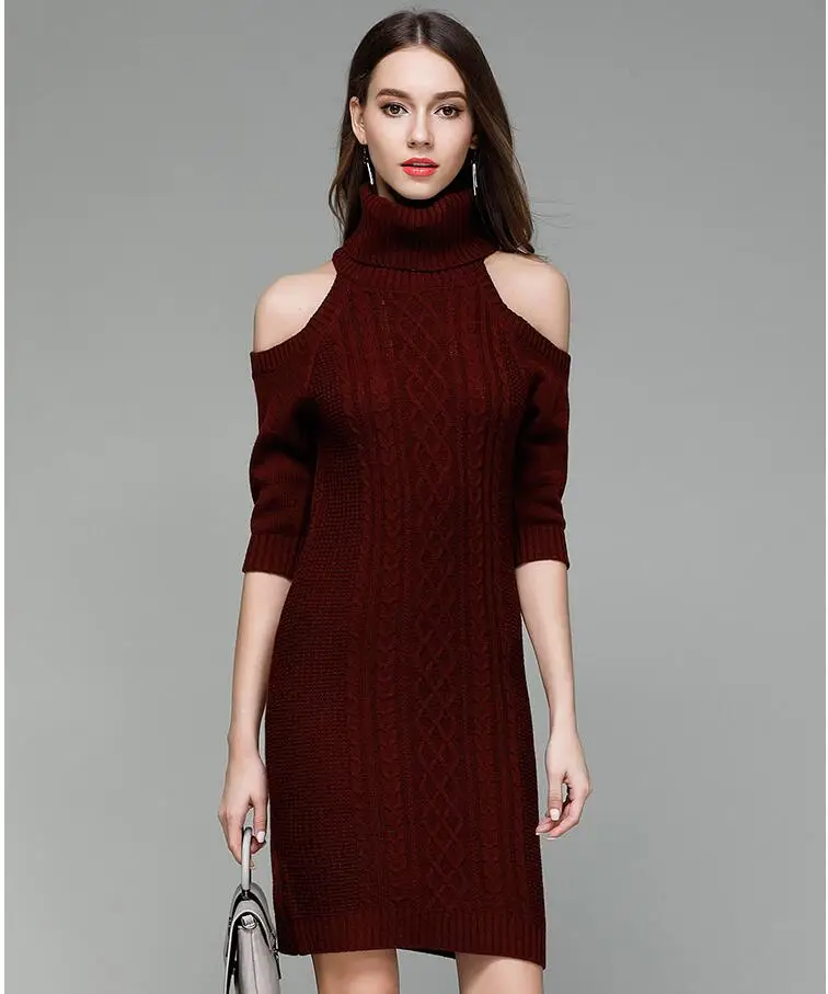 SaHezeng элегантные женские длинные свитера с открытыми плечами 2017 осеннее модное