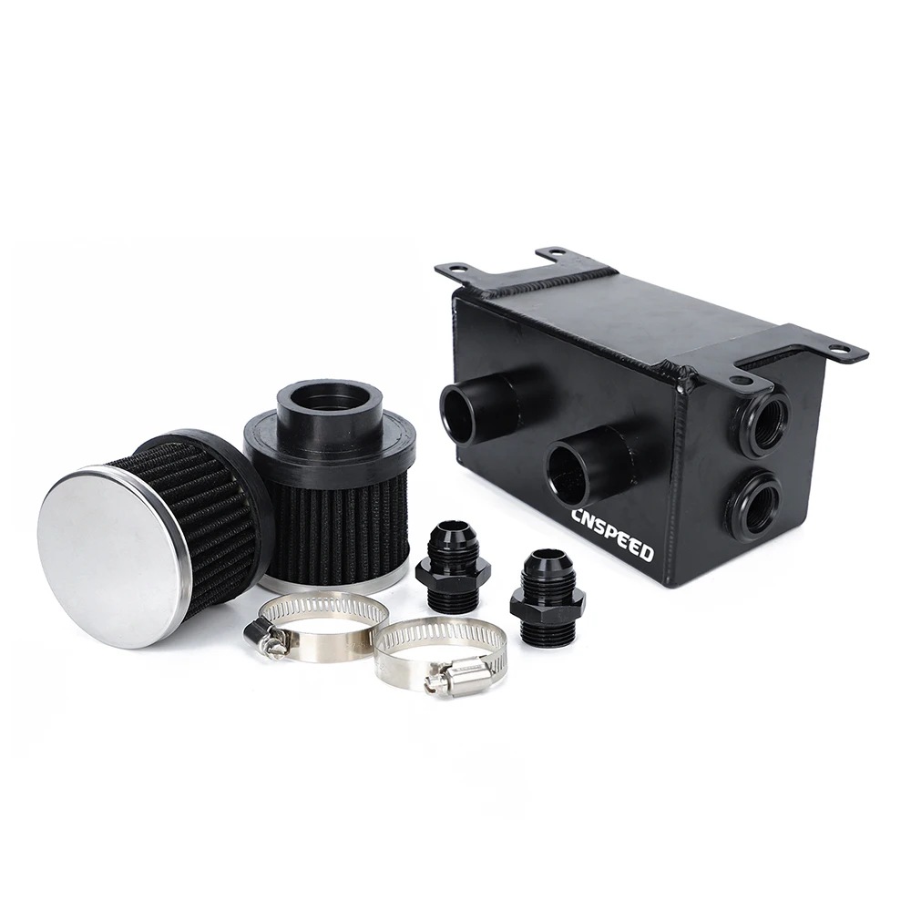 CNSPEED черный алюминиевый маслоуловитель резервуар с дыхательным Fliter Baffled YC101444