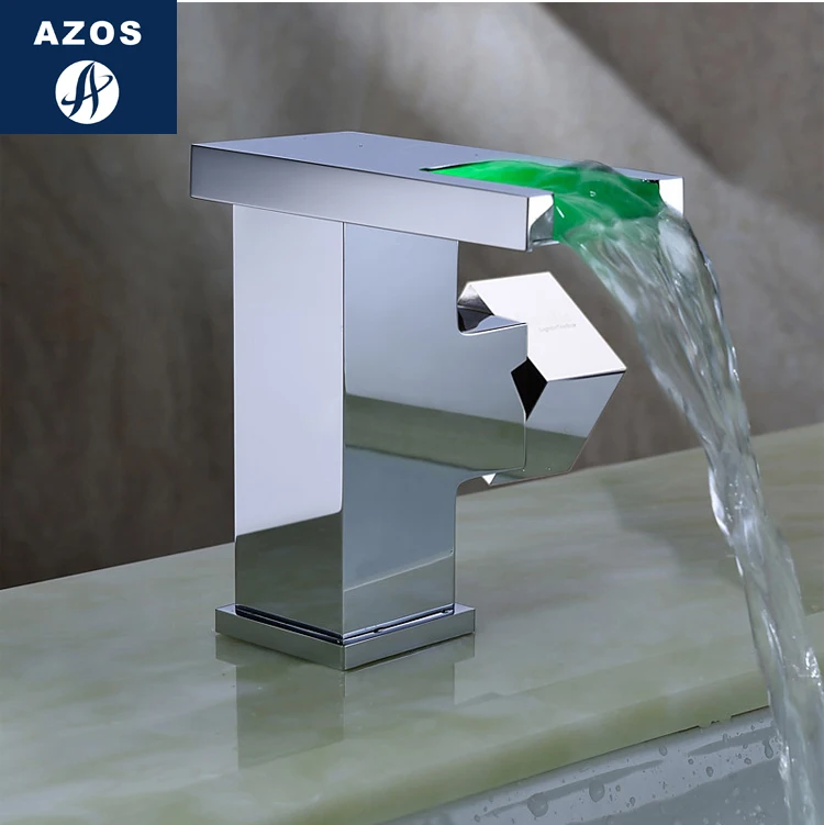 Светодиодный смеситель водопад Azos обесцвечивающаяся раковина из латуни