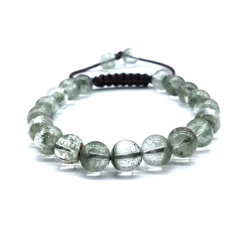 green moss crystal Бусы из природного камня браслет 8 мм Apatite Aquamarines бусина круглая с веревкой шнур регулируемый браслет для нее подарок женщина ювелирные изделия - Окраска металла: green moss crystal