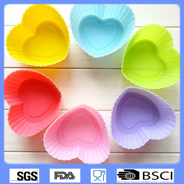 12pcs/lot 7.2cm Muffin Cupcake Silicone Cups Love Heart For DIY Baking Fondant Cake Molds D682 | Дом и сад