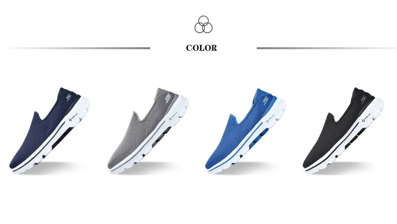 Skechers/Мужская обувь; Лоферы для прогулок; повседневная обувь черного цвета без застежки; Мужская Удобная дышащая обувь на плоской подошве; Мужская брендовая Роскошная обувь; 54062-BKW