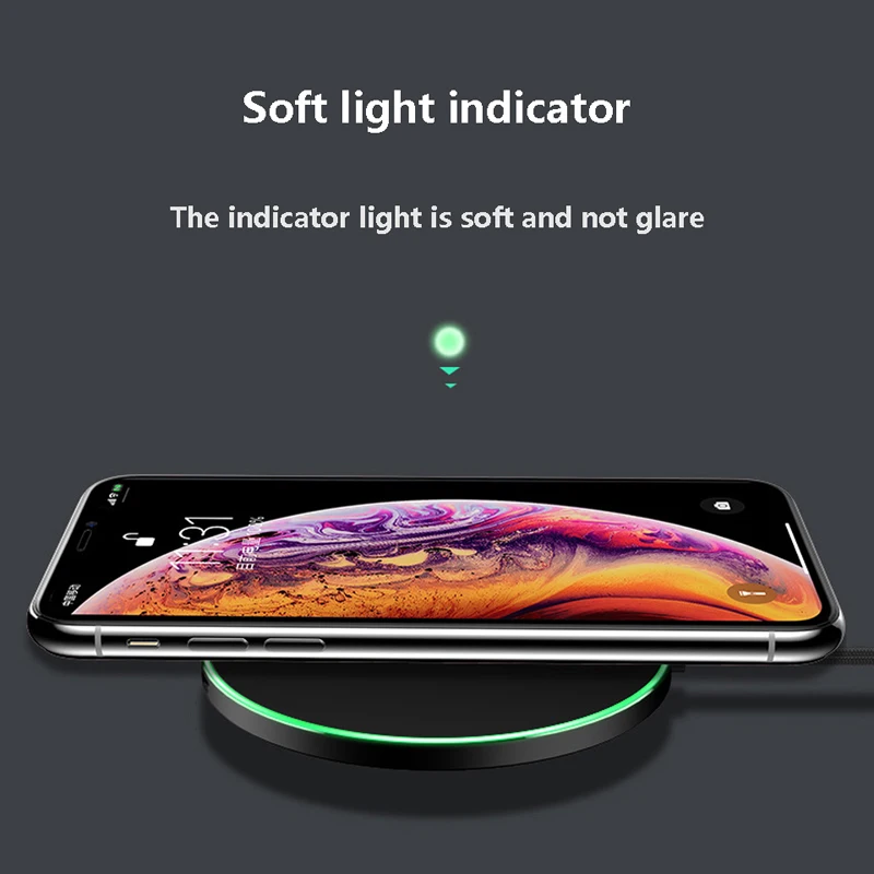 Беспроводное зарядное устройство без границ Qi для iPhone 8 X XR XS Max QC3.0 10 Вт Быстрая
