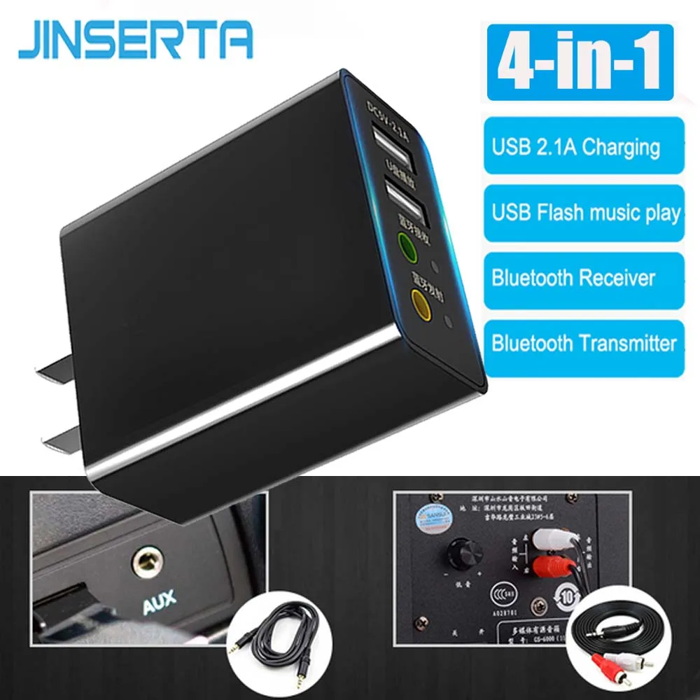 JINSERTA 4 в 1 3 5 мм разъем AUX гарнитура громкой связи беспроводной Bluetooth передатчик