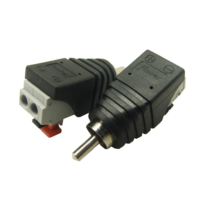 50 шт. Бесплатная доставка Phono RCA штекер на 2pin пружинный разъем CCTV CAT5 для камеры