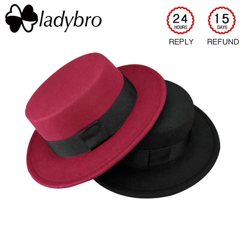 Женская фетровая шляпа Ladybro с широкими полями осенне зимняя шапка из