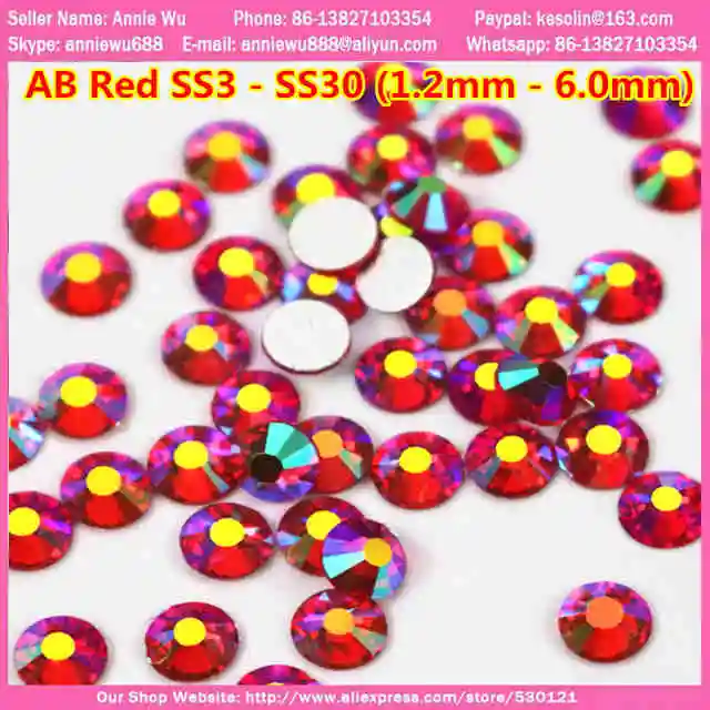 ab big red Ss6(1,9 мм-2 мм) 1440 шт. Сваровски ногти Круглый плоской задней Номера исправлениях блеск ногтей камни DIY 3d ногтей телефоны украшения поставки стеклянные стразы для ногтей - Цвет: ab big red