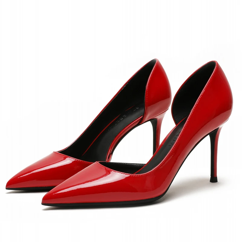 

Brand Shoes Woman High Heels Stilettos Fashion Pumps Designer Genuine Leather Thin Pointed Toe Big Size Wedding Shoes E0069