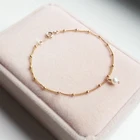 Браслет с пресноводным жемчугом, золотые браслеты ручной работы, винтажные невыцветающие ювелирные изделия, браслет в стиле бохо для женщин