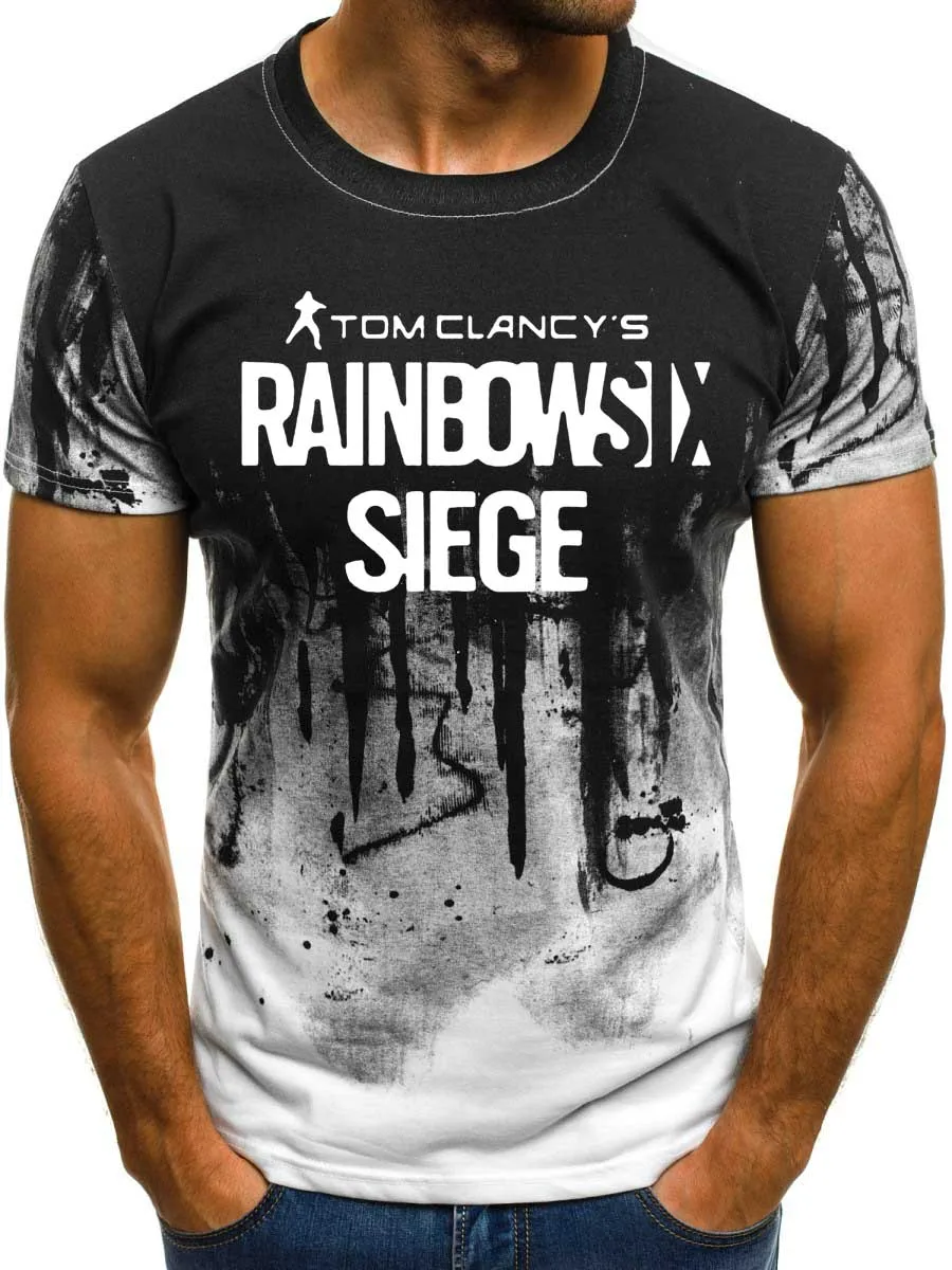 Летняя мужская футболка Rainbow Six Siege, модная повседневная хлопковая футболка, короткий рукав Харадзюку, футболка с градиентом, футболки, брендовая одежда - Цвет: 801