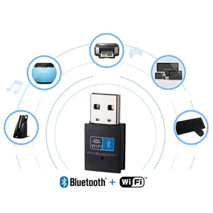 Мини беспроводной USB адаптер 150 Мбит/с WiFi Bluetooth 4,0 2 в 1 приемник для компьютера ПК EM88
