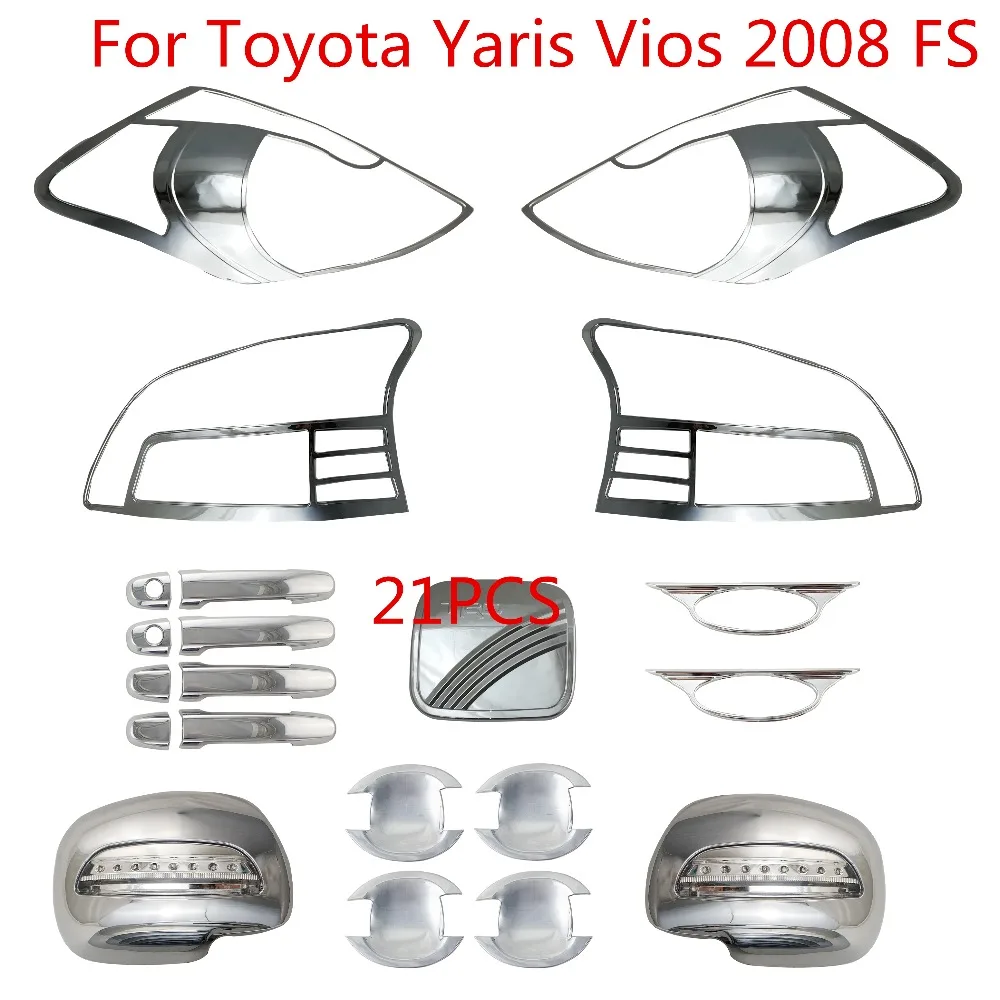 Высокое качество 21 шт ABS хромированная отделка Аксессуары покрытие для Toyota Vios Yaris