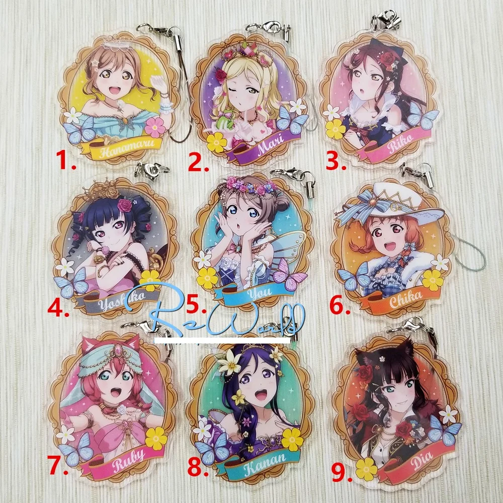 9pcs/lot Love Live Kotori Anime keychain Nico Rin Umi Maki Chika Dia Riko Yoshi kc Kunikida Acrylic strap/phone charm
9pcs/lot Love Live Kotori Anime keychain Nico Rin Umi Maki Chika Dia Riko Yoshi kc Kunikida Acrylic strap/phone charm