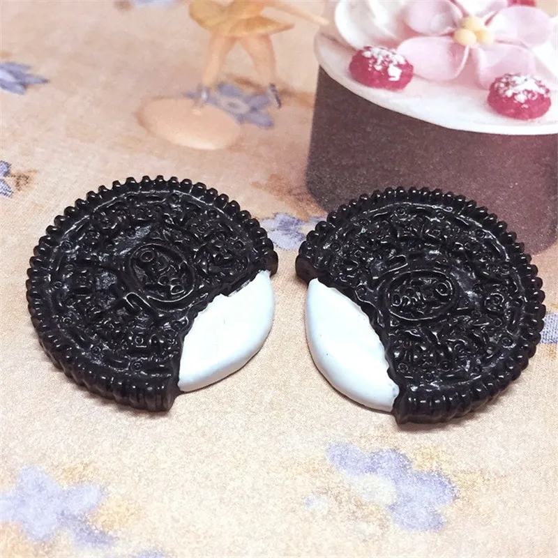 

100pcs DIY resin biscuit cabochons accessories Simulation food shape jewelry findings cameo Environmentally friendly materials