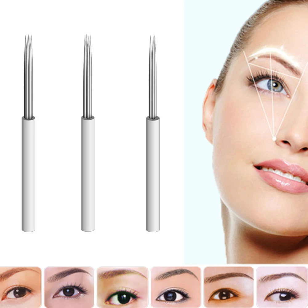 Татуировки ручки Pin ИГЛЫ Перманентный макияж бровей лезвия 3D вышивка ручной