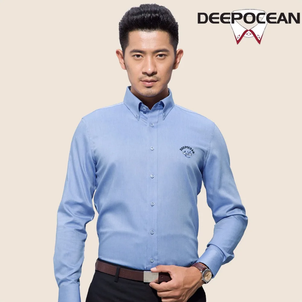 Deepocean Мужская рубашка с длинным рукавом модный однотонный светильник деловая из