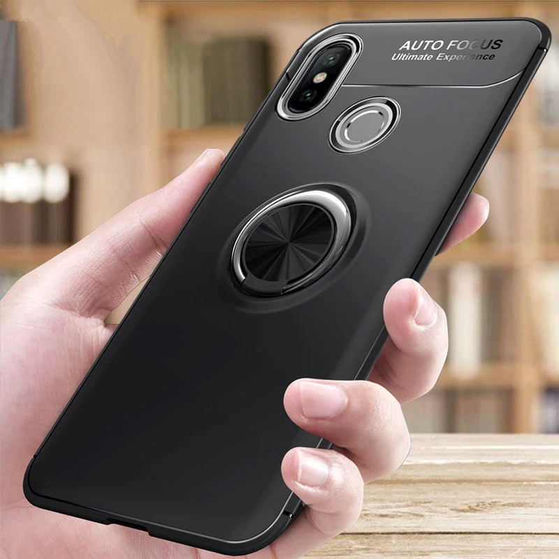 Чехол MAKAVO для Xiaomi Redmi Note 6 Pro мягкий силиконовый чехол-накладка с кольцом на палец