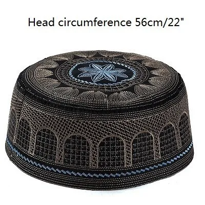 black blue 56cm Молитвенные шляпы мужские Kippot мусульманские исламские турецкие индийские молитвенные шляпы кепка Kippah Topi Kufi молитва Namaz шапочка Musulman - Цвет: black blue 56cm