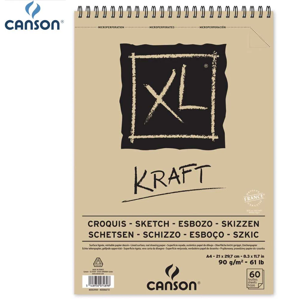 A4 Canson XL Sketch Pad крафт гофрированные светло коричневый 90g/m2 60 листов спираль на