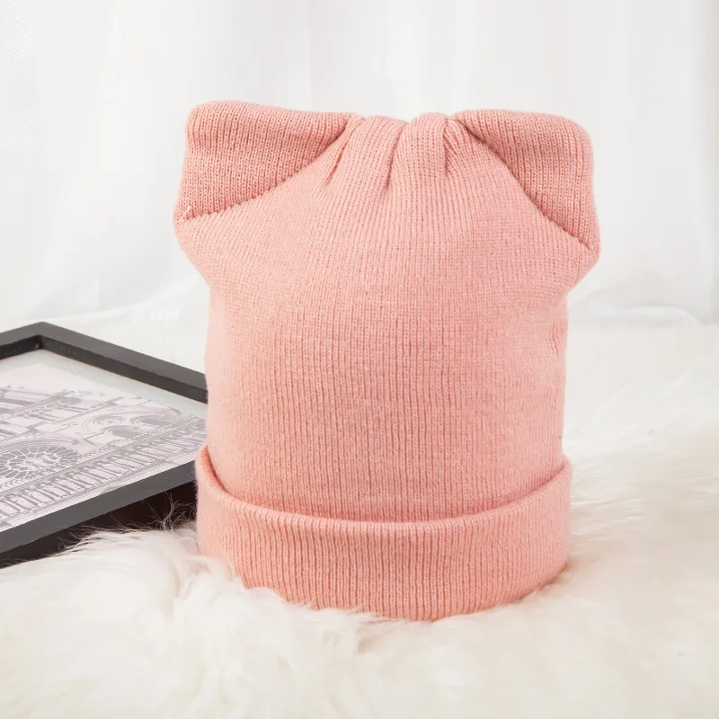 2017 женские теплые шапки с милым помпоном зимняя однотонная вязаная шапка вязаные