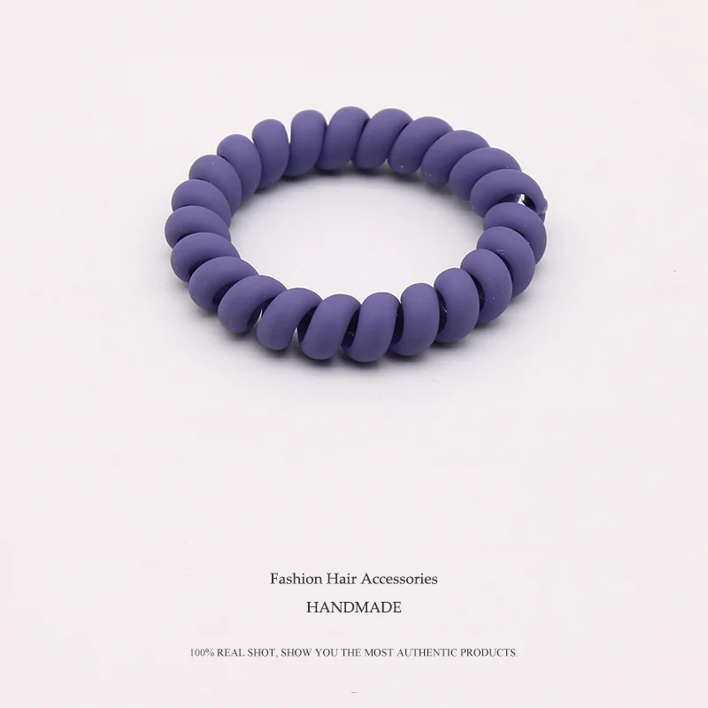 Purple 3,8 см, матовая цветная телефонная линия, Высококачественная эластичная лента для девочек, цветные эластичные резинки для волос, детский конский хвост, держатель для волос - Цвет: Purple