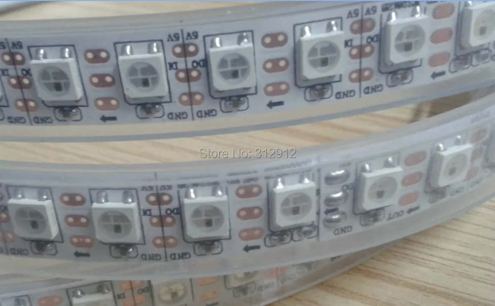 

Светодиодная Пиксельная лампа srip 5 м DC5V WS2812B, Водонепроницаемая силиконовая трубка, 96 шт. WS2812B/m с 96 пикселями; Белая печатная плата, только 4 ко...