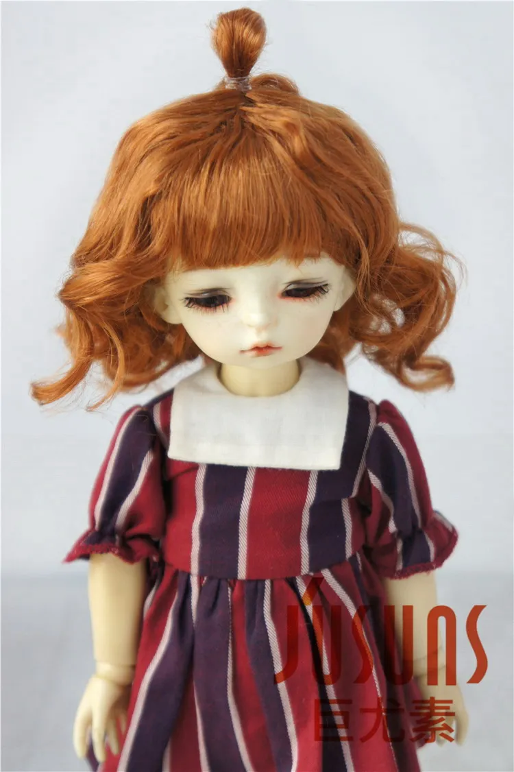 6-7inch LightCarrot JD375 1/12 1/8 1/6 милый стиль волна синтетический мохеровый парик для куклы size4-5inch 5-6 дюймов 6-7 дюймов Высокое качество Аксессуары для кукол - Цвет: 6-7inch LightCarrot