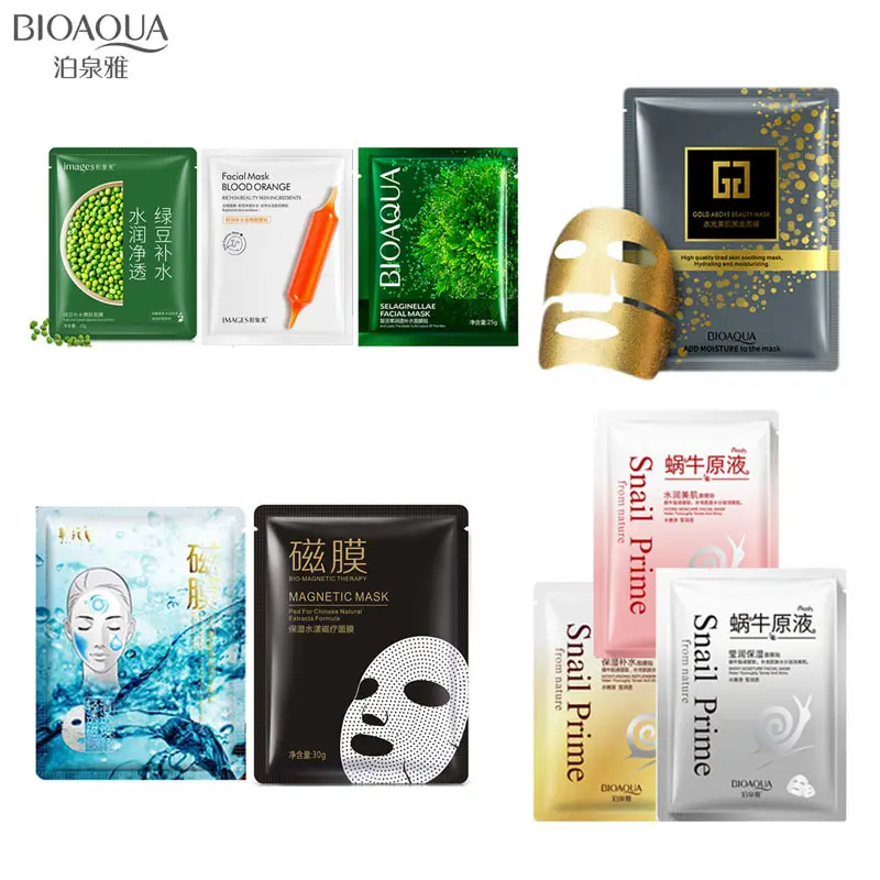 BIOAQUA, магнитная маска для лица в виде апельсиновых бобов, улитка, 24K золото, омолаживающие увлажняющие маски для лица с масляным контролем, sik care