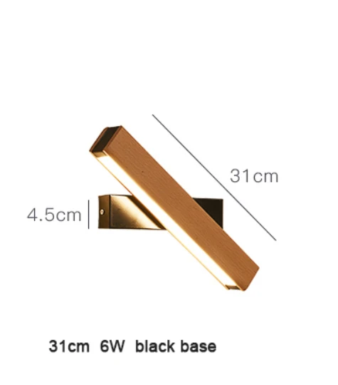 31cm black Скандинавский простой деревянный светодиодный настенный светильник, современное регулируемое освещение для бара, ресторана, гостиной, крыльца, настенные лампы, декор коридора - Цвет абажура: 31cm black
