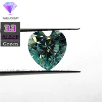 1010mm 3 3 carat green color moissanite heart brilliant cut sic material similar to diamond