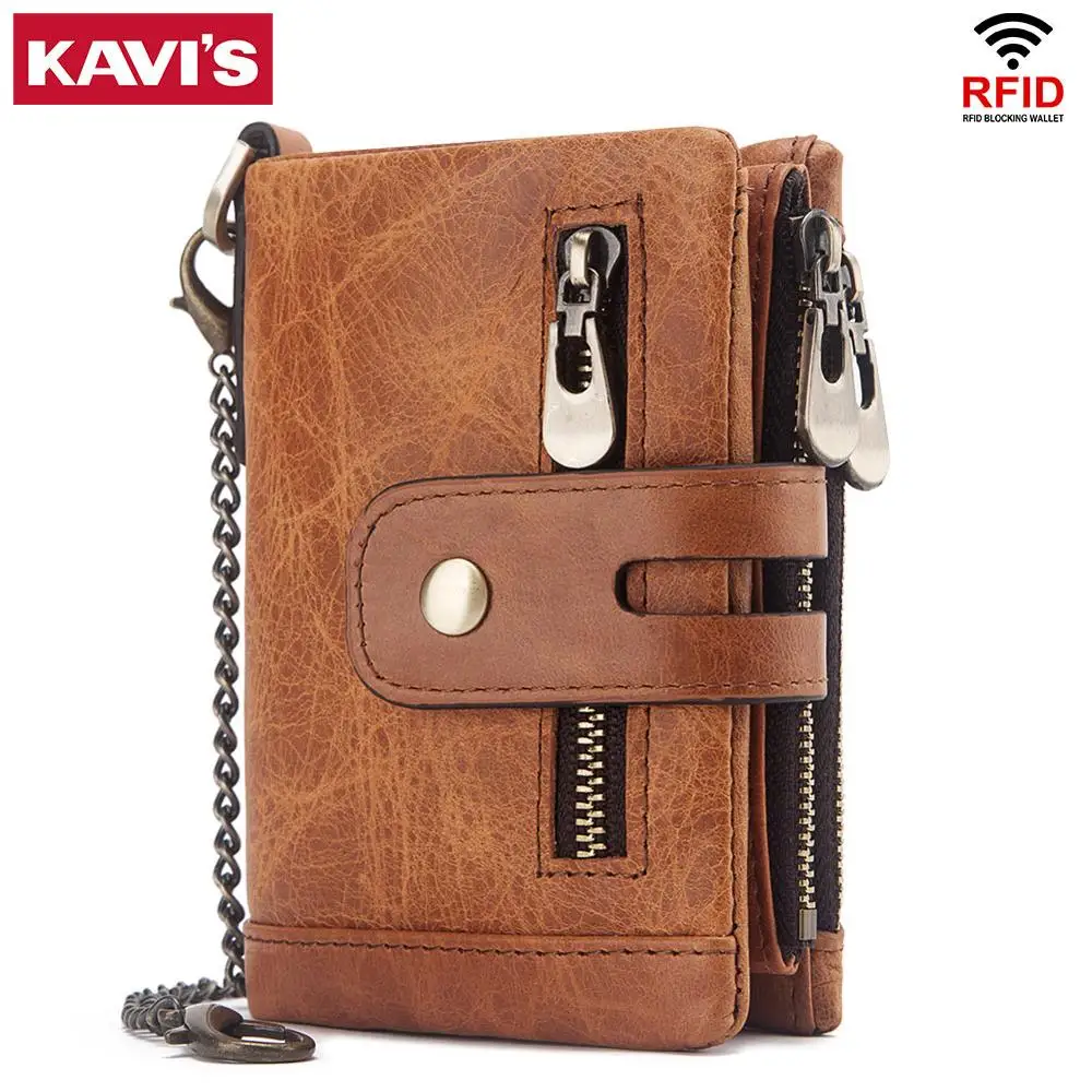 

KAVIS 100% Genuine Cowhide Leather Men Wallet Male Purse PORTFOLIO Men Portomonee Coin Bag Small Mini Walet Pocket for Vintage