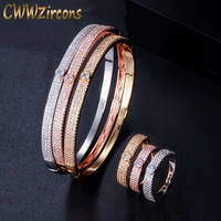 cwwzircons luxury round bangle ring sets fashion dubai gold and silver color bridal jewelry for women wedding accessories t343