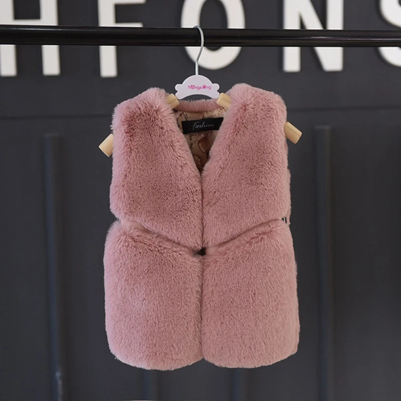 

Детский жилет из искусственного меха Dollplus, повседневный однотонный жилет с v-образным вырезом, для улицы, 2019