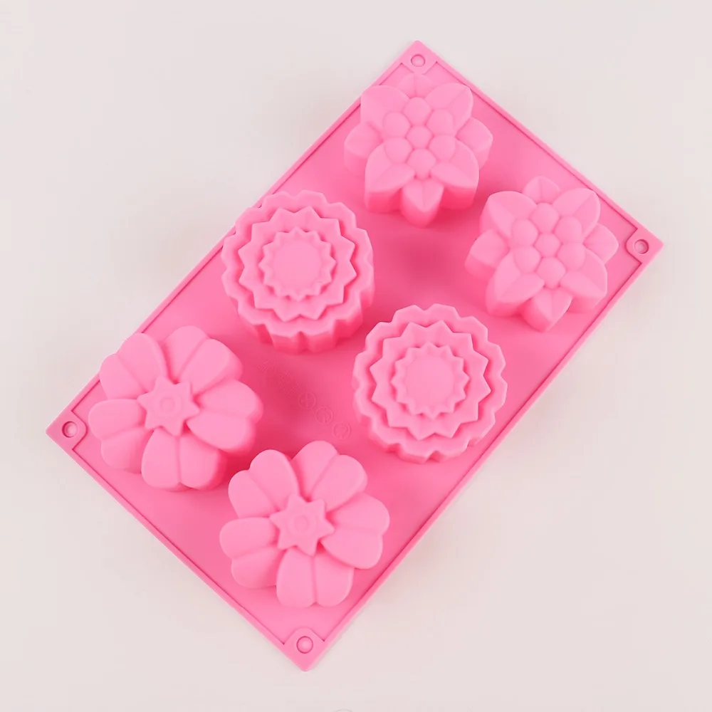 1 шт. 6-rose Flower силиконовые формы для торта, мороженого, шоколада, мыло силиконовые формы, 3D формы для выпечки кексов, форма для выпечки, форма для торта