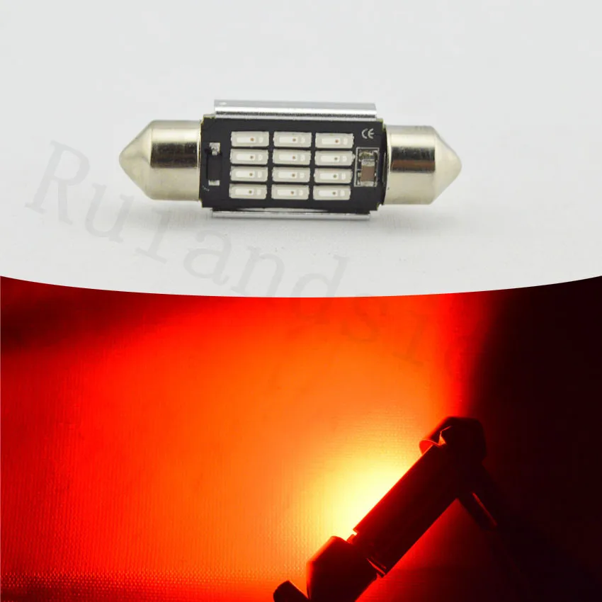 20 штук 31 мм 36 мм/39 мм/41 12 SMD 4014 красный купол с фестонами CANBUS без ошибок автомобиля