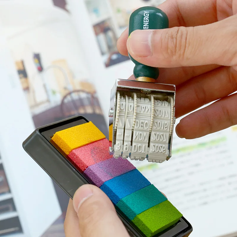 Деревянная ручка ролик Печать Дата Diy штампы для скрапбукинга Kawaii Канцтовары Zakka