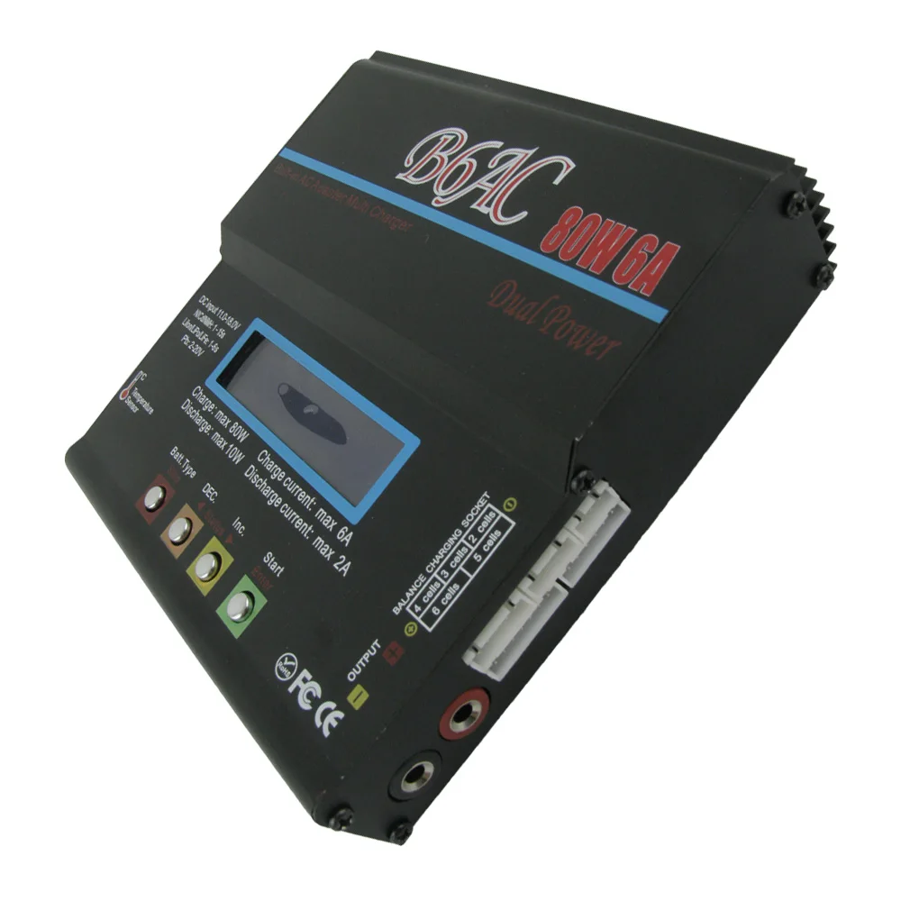 HTRC черный B6AC 80 Вт RC балансирующее зарядное устройство Dis 6A для 1-6s LiPo/LiFe/LilonNiCd/MH/Pb