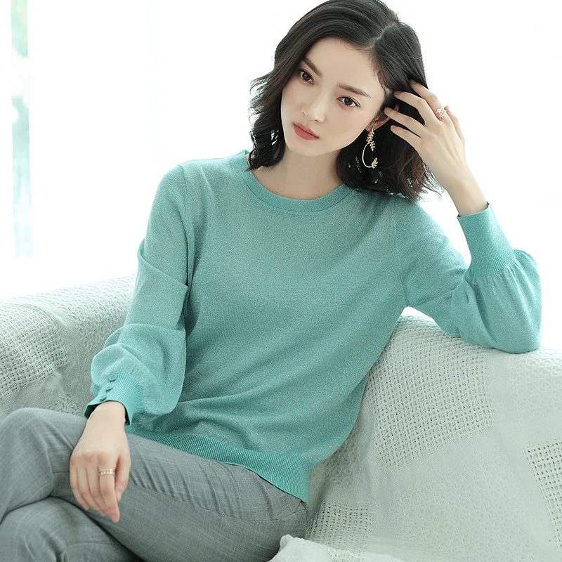 Suvance осень офисные женские туфли вязаный 3 сплошной цвет свитер Мода О образным