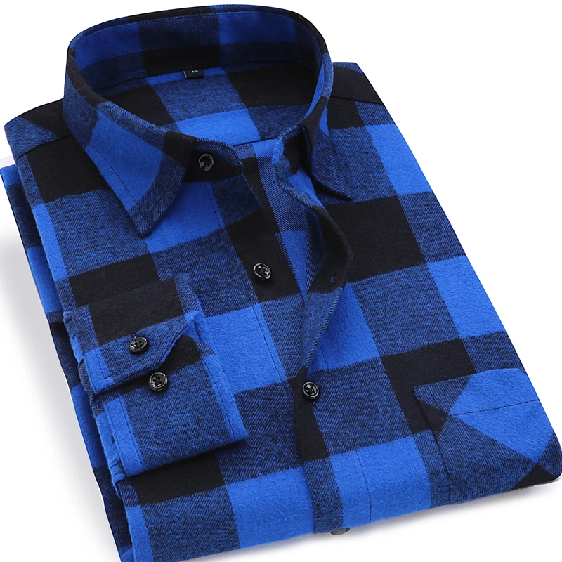 Мужская Фланелевая рубашка в клетку Повседневная деловая из 2019 хлопка с длинным