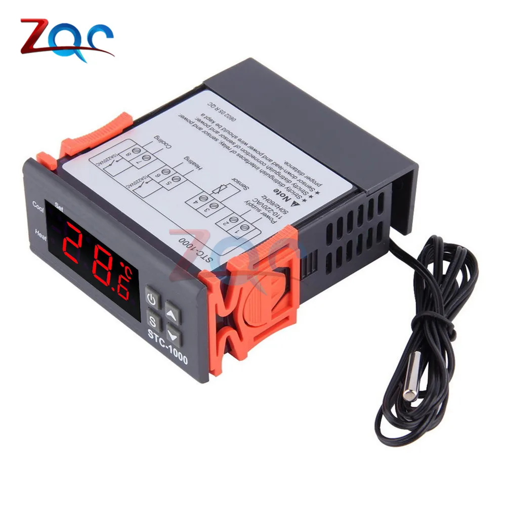 STC-1000 110V 220V STC-1000 SHT2000 AC 110V 220V Цифровой термостат гигростат регулятор температуры влажности Регулятор терморегулятор гигрометр - Цвет: STC-1000 110V 220V
