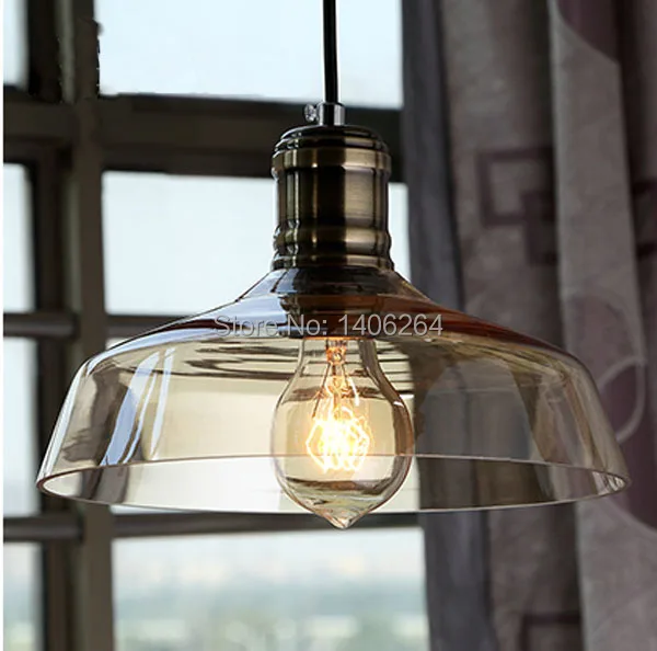 

American Countryside Industrial Glass pendent lamp Ceiling Light Hanging Ling For Cafe Bar Hall Club Store Restaurant Balcony